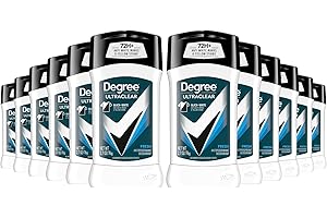 Degree Men UltraClear Antiperspirant Deodorant Fresh, Pack of 12, 72-Hour Sweat & Odor Protection Antiperspirant For Men With MotionSense Technology 2.7 oz