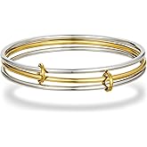 HANRESHE Mixed Metal Bracelet for Women Stack Two Tone Bracelets Trendy Gold And Silver Bracelet Jewelry Gift