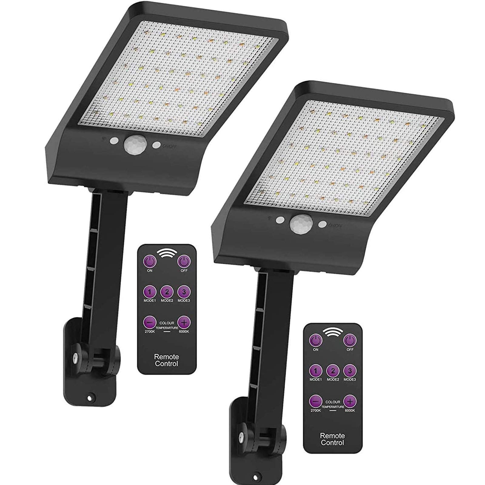 Photo 1 of highydroLED Solar Lights Outdoor with Remote and Color Temperature Adjustment 2700K to 6000K, 48LED Solar Motion Sensor Light with 3 Modes,Waterproof IP65 Night Light for Garden Garage [Pack of 2]