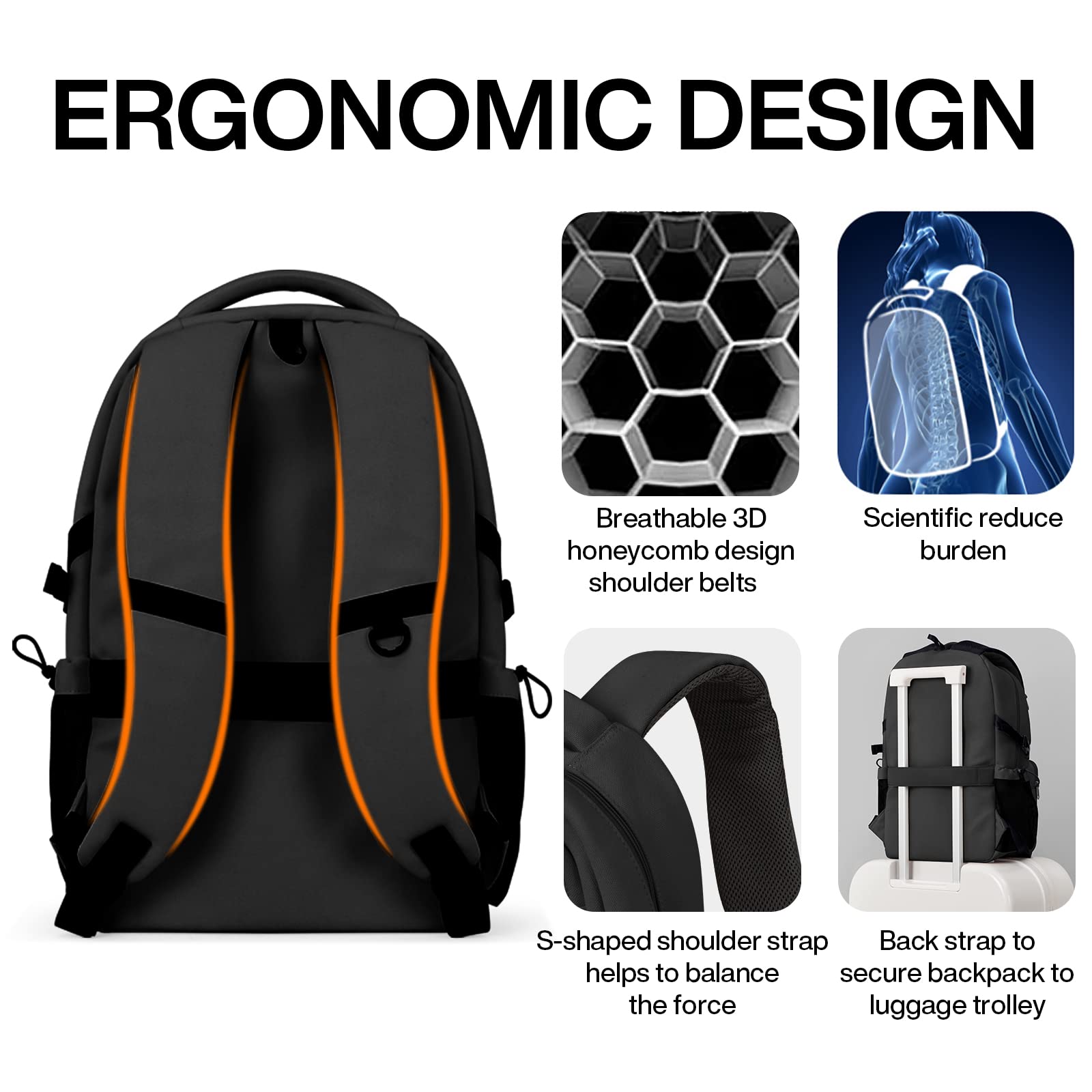 mixi Travel Laptop Backpack, Lightweight Durable School Bookbag Men Woman 15.6