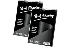 Bachmore Black Sketch Pad, 5.5''X8.5", 60 Sheets (122lb/ 180gsm),Top Spiral-Bound, Heavyweight Paper, for Graphite & Colored Pencils, Charcoal (5.5X8.5)