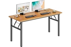 DlandHome 55 inches Folding Table Computer Desk Portable Table Activity Table Conference Table Home Office Desk, Fully Assembled Teak DND-ND5-140TB