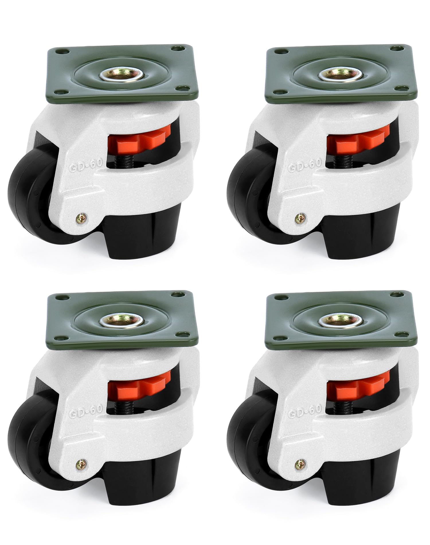 QWORK® 4 Pack 60F leveling machine castors, 500 kg load capacity, retractable workbench transport wheels, for furniture and machines