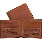 kullder Personalized Wallet for Son from Mom Gift Mens Engraved Wallet Leather to Son Gifts on Christmas, Birthday, Graduation