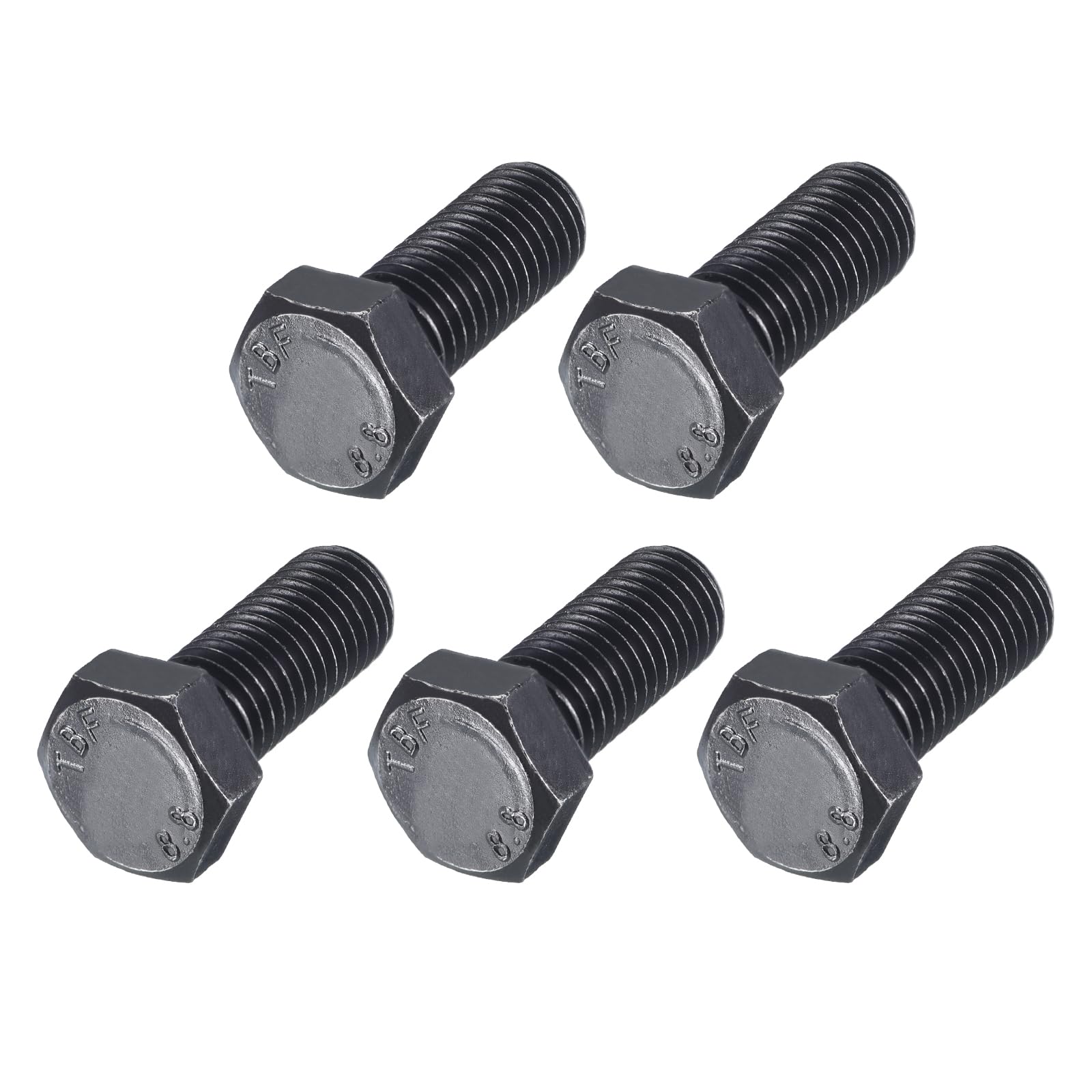 METALLIXITY Hex Bolts (M12-1.75x30mm) 5Pcs, 8.8 Grade Carbon Steel Fully Threaded Black Oxide, Coarse Thread UNC Hex Head Screw Bolt - for Furniture Repair — image 1