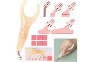 SNEWVIE Diamond Painting Pen Kits with Angled Metal Tips,Ergonomic Diamond Art Pen and 5Pcs Rosegold 45 Degree Stainless Steel Screw Thread Multi Placer,White Diamond Drill Pens for DIY Diamond Art