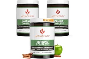 ACTIVATEDYOU Morning Complete Daily Wellness Greens Superfood Drink Mix for Gut Health w/Prebiotics, Probiotics, Antioxidants, Green Superfoods, 10 Billion CFUs (3 Pack, Apple Cinnamon)