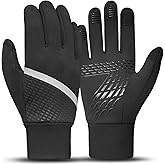 Rioomui Warm Kids Winter Gloves - Anti-Slip Gloves for Cold Weather with Touchscreen & Reflective Stripes - for Outdoor Hiking, Running, Soccer, Skateboarding, Bike Riding,Cycling