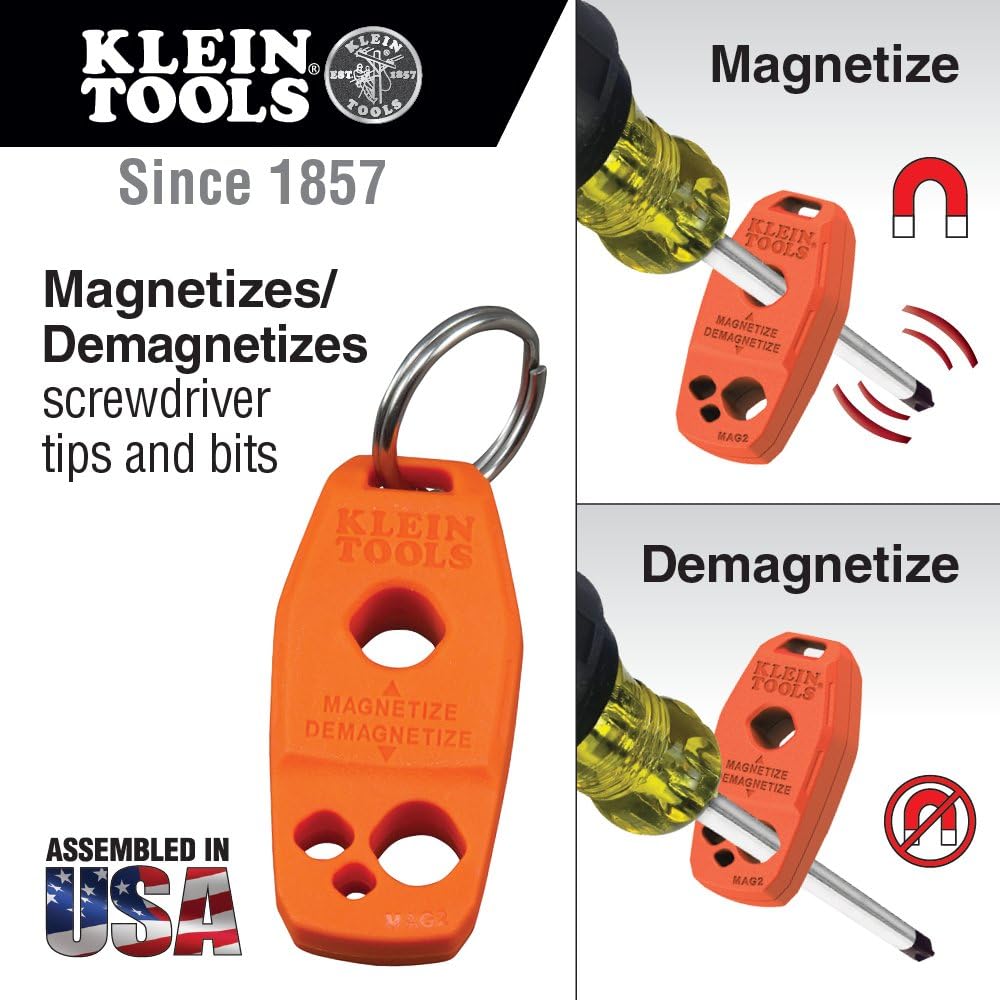 Klein Tools 85148 Screwdriver Set 8pcs Includes Magnetizer / Demagnetizer, 2 Slotted, 4 Phillips, 2 Cabinet Tip, Cushion Grip Comfort - - 