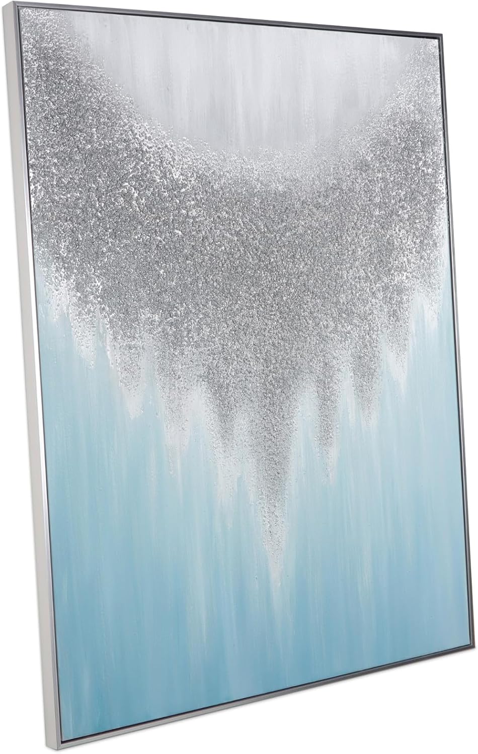 Paintings - Abstract Canvas Wall Art Decor - 3D Touch Hand-Painting in Teal and Grey Hues, Modern Abstract Canvas Artwork for Living room, Bedroom Decor, 28