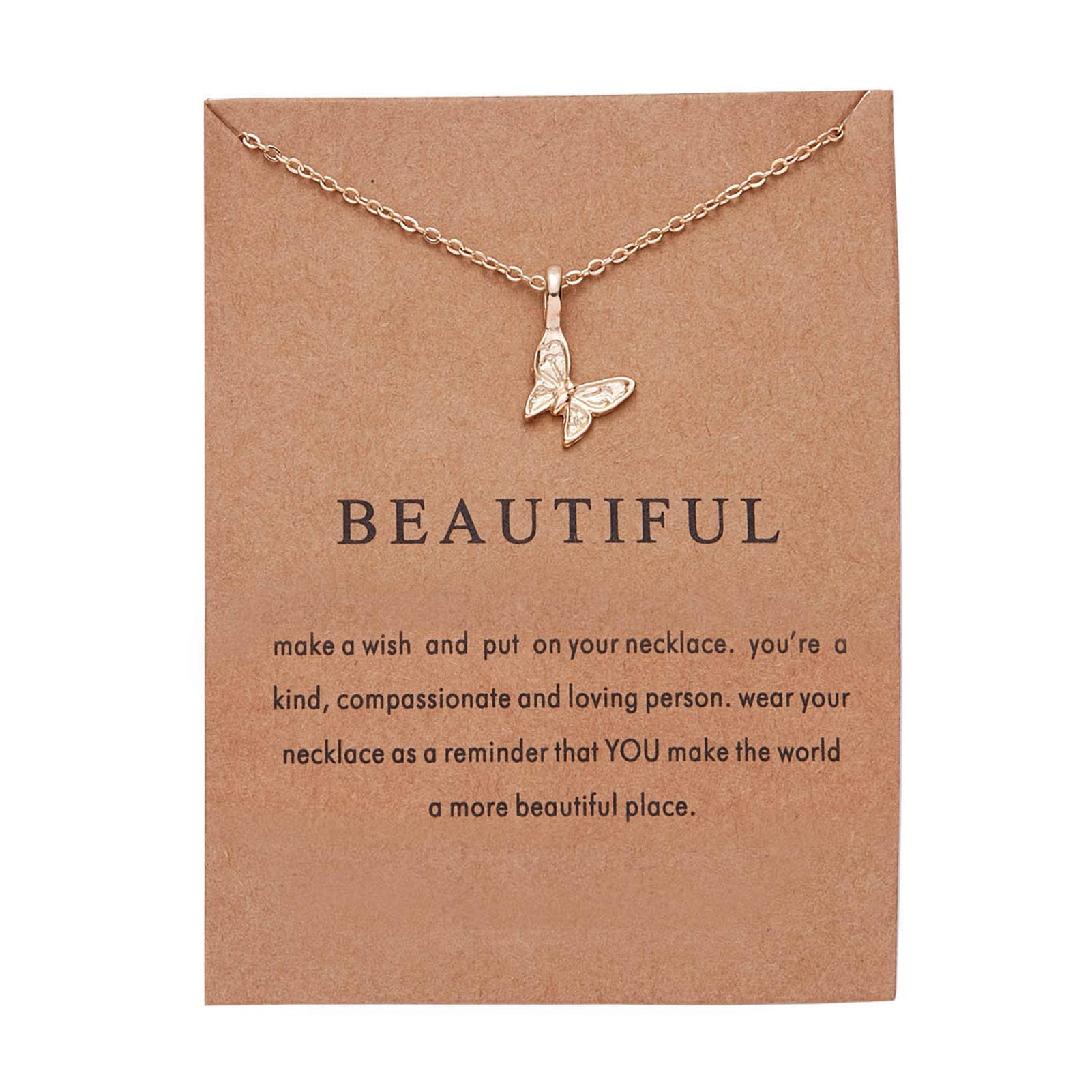 AILUOR Fashion Gold Sun Butterfly Necklace Clavicle Chain Sunlight Sunshine Pendant Necklace With Message Card Friendship Dainty Gold Choker Jewelry Favors (Butterfly) — image 1