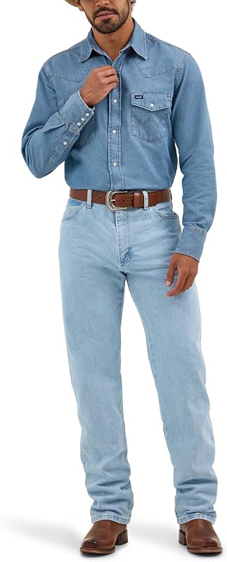 Jeans para Hombre Azul Hebilla Dorada blanqueada. 42W/30L