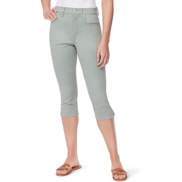 Gloria Vanderbilt Women's Plus Size Shape Effect Capri Pants, White, 22W, Cotton