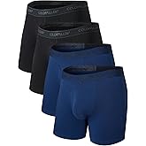 COLORFULLEAF Men's Underwear Soft Rayon Made From Bamboo Boxer Briefs for Men Pack with Fly Opening