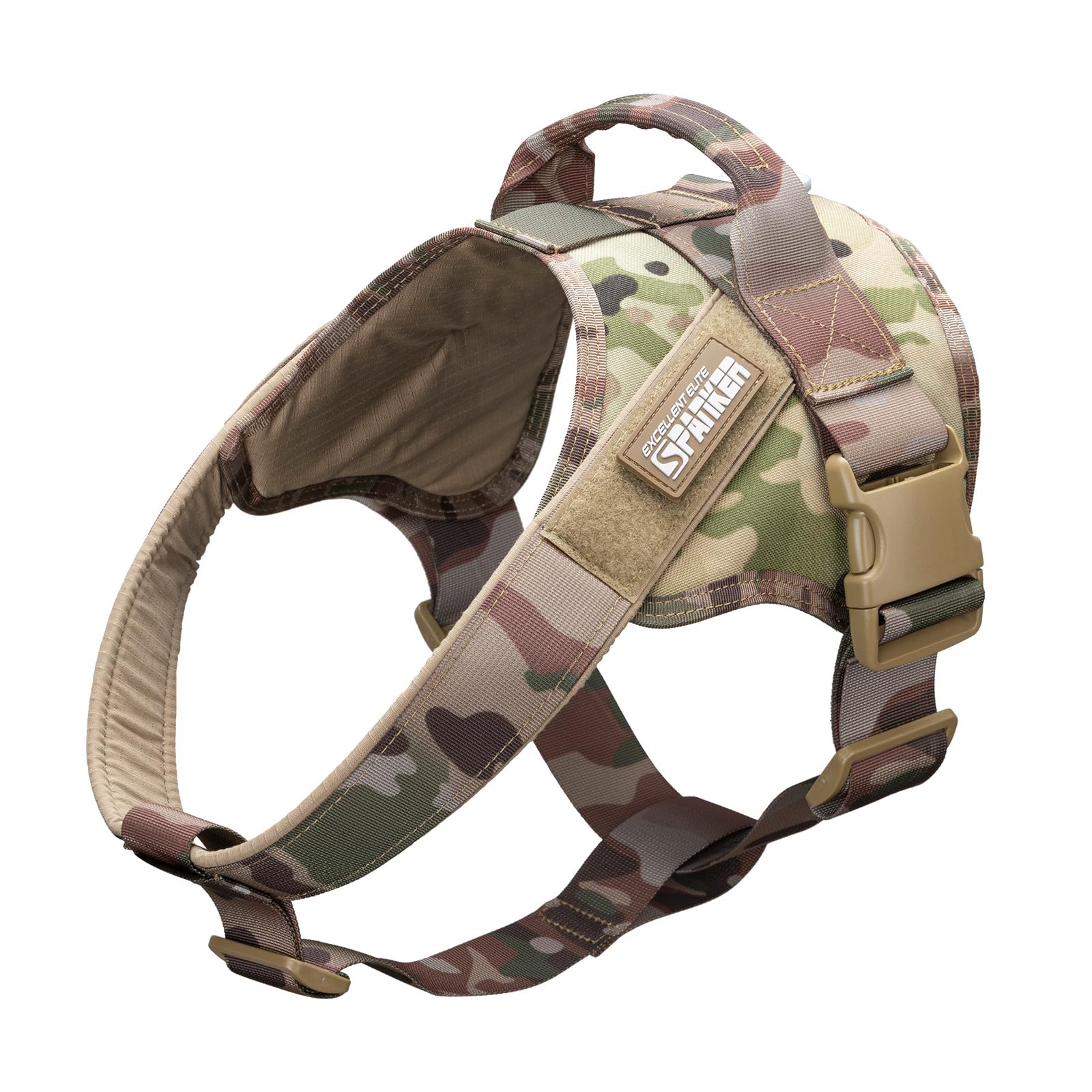 EXCELLENT ELITE SPANKER Tactical Military Dog Harness No-Pull Service Dog Vest Adjustable Training Working Dog Vest with Handle for Medium Large Dogs(MCP-L)