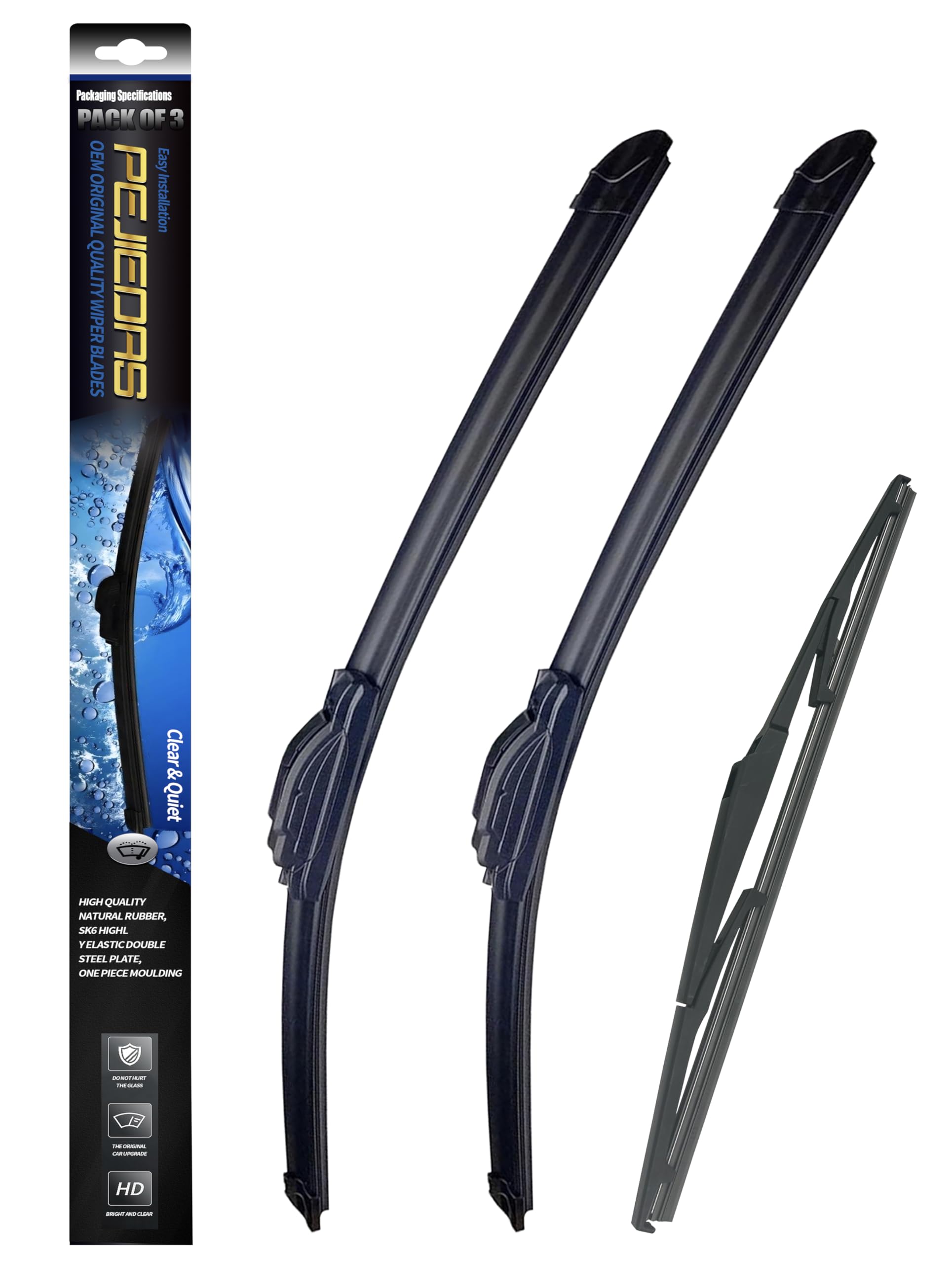 Photo 1 of PEJIEDAS 3 x OEM Wiper Blades, Replacement Wiper Blades for Hyundai Santa Fe 2019-2023/Elantra GT 2018-2020/Kia Sportage 2017-2023/Sorento 2016-2020 (26“ & 16” Front Wipers + 12” Rear Wiper Blades)