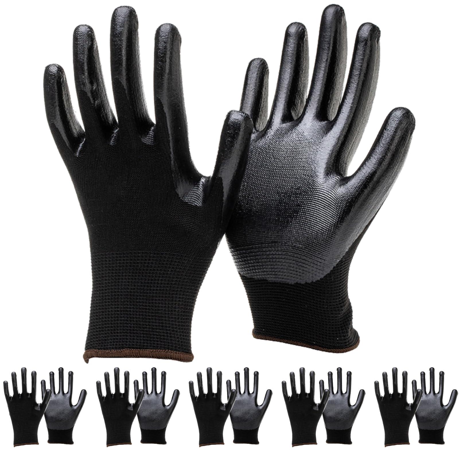 BDSHUNBF 6 Pairs Work Gloves Gardening Gloves, Safety Gloves with Secure Grip on Palm & Fingers, Working Gloves for Men, Comfortable Breathable Durable for Garden Outdoor Fishing General Duty Work