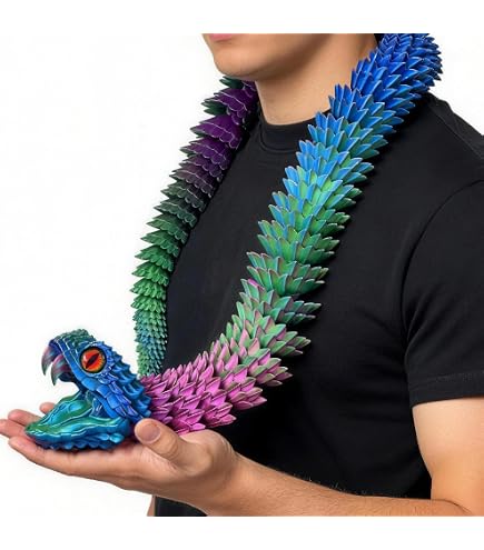 Grand Serpent Imprimé 3D Flexible – 60 Cm, Jouet Sensoriel En PLA, Décoration De Bureau/Aquarium, Cadeau Original