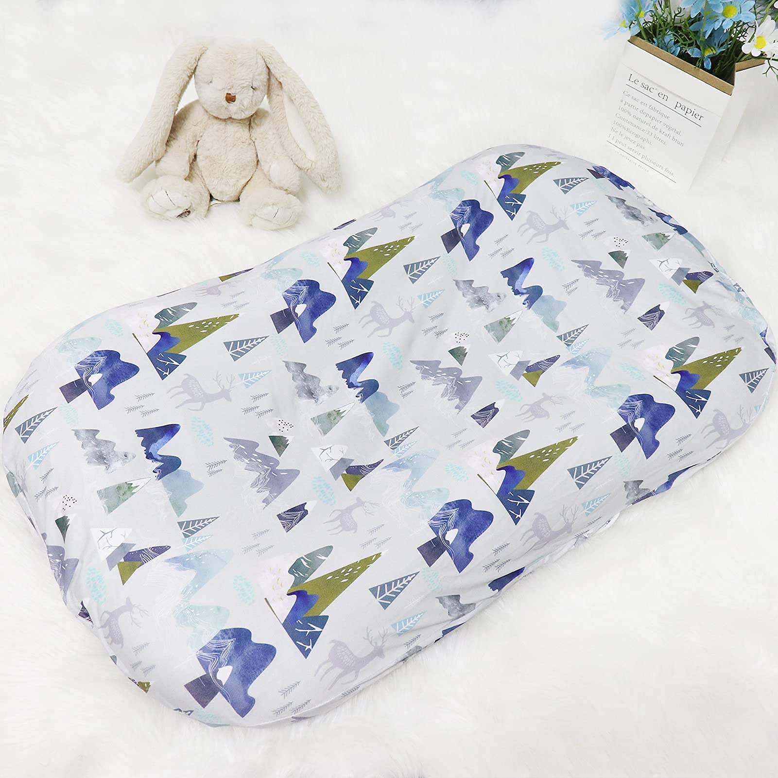 SWESEN Baby Lounger Cover, Removable Infant Lounger Slipcover for Boys Girls, Ultra Soft Cover for Newborn Lounger, Snug Fitting Design, Adventure Mountains