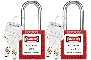 Boviisky Lockout Lagout Lock, 2 Red Loto Locks, Keyed Different, 2 Keys Per Lock, OSHA Compliant Lockout Lock