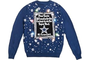 FOCO Men's NFL Team Logo Light Up Dear Santa Holiday Ugly Sweater