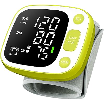 Oklar Blood Pressure Monitors for Home Use Rechargeable Wrist Digital BP Machine Cuff with LED Backlit Display, Voice Broadcast, 240 Memory Storage for 2 Users with Carrying Case, Green
