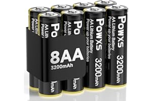 POWXS 3200mAh AA Lithium Batteries, 8-Pack 1.5V Lithium Iron Double A Batteries, Suitable for Blink Cameras, Video Doorbells,