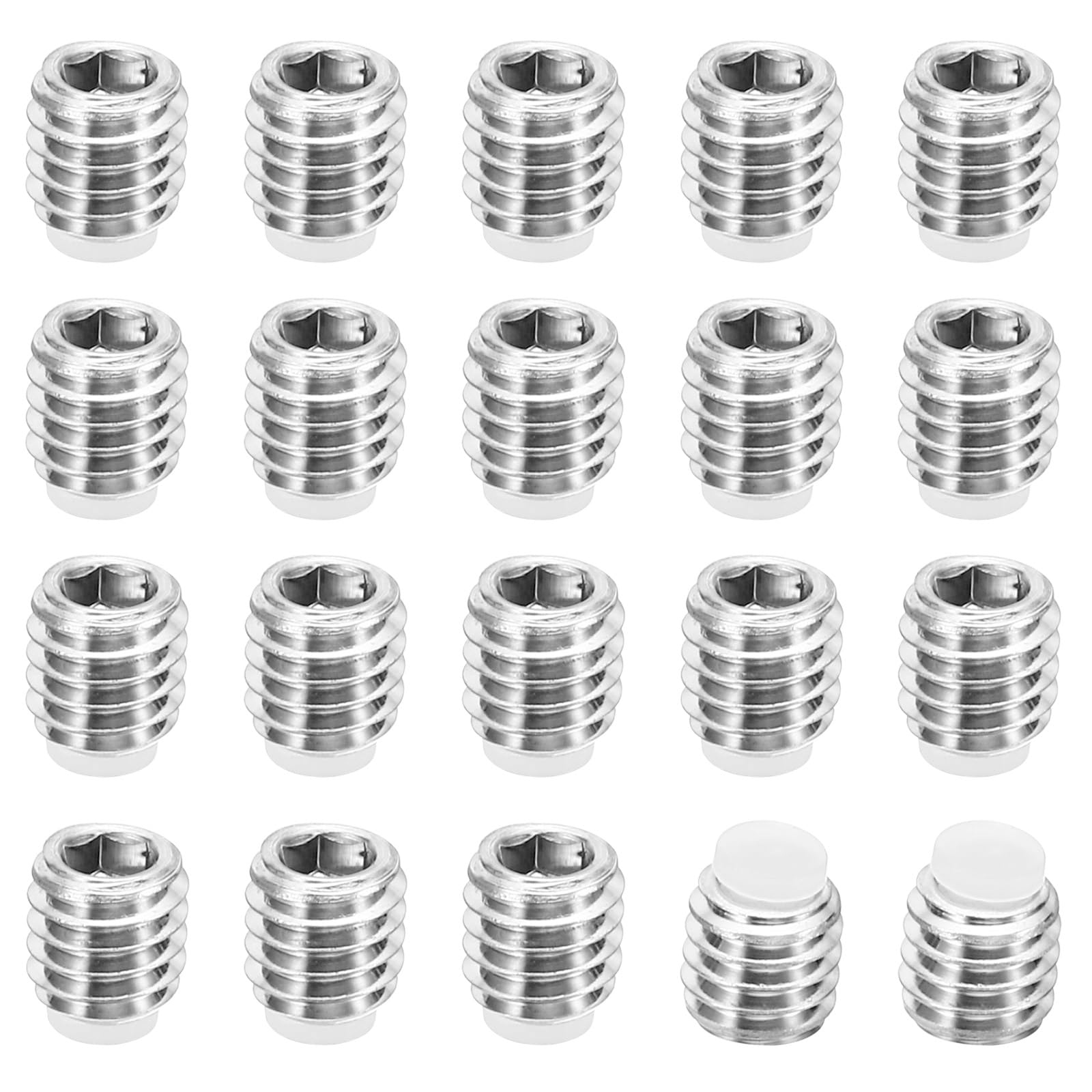 PATIKIL M6x6mm Nylon Tip Grub Screw, 20 Pack Metric Hex Socket Head Cup Point Anti Slip Set Screws Internal Hex Drive Hardware, 304 Stainless Steel