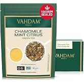 VAHDAM Chamomile Mint Green Tea Loose Leaf(3.5oz|50+ Cup)High Grown, Floral | Blend of Spearmint, Peppermint, Orange Peels &amp; Lemongrass |Low Caffeine, Non GMO |Vacuum Sealed | No Artificial Flavors