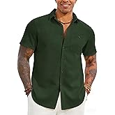 Yousify Mens Button Down Shirts Short Sleeve Waffle Knit Summer Casual Shirt Lightweight Beach Tops with Pocket