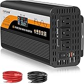 XUYUAN 1500W Pure Sine Wave Inverter 12V/24V for RV Camping Truck Emergency | 12V/24V Auto-Detect to 110V,50Hz/60Hz Switchable,LCD Display,USB-C Fast Charge,Safe&amp;Silent for RV,Camping,Emergency Backup