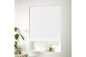 SHECUTE Blackout Shades for Windows, Cordless Fabric Roman Shades for Bedroom, Living Room and Home, Blinds for Windows and French Doors (White, 64”L x 34”W)
