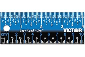 Victor Easy Read Stainless Steel Ruler, Standard/Metric, 18".25 Long, Blue