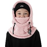 OWNGIGI Balaclava Ski Mask for Kids, Winter Windproof Face Mask for Cold Weather, Fleece Hooded Scarf Head Cover Neck Warmer