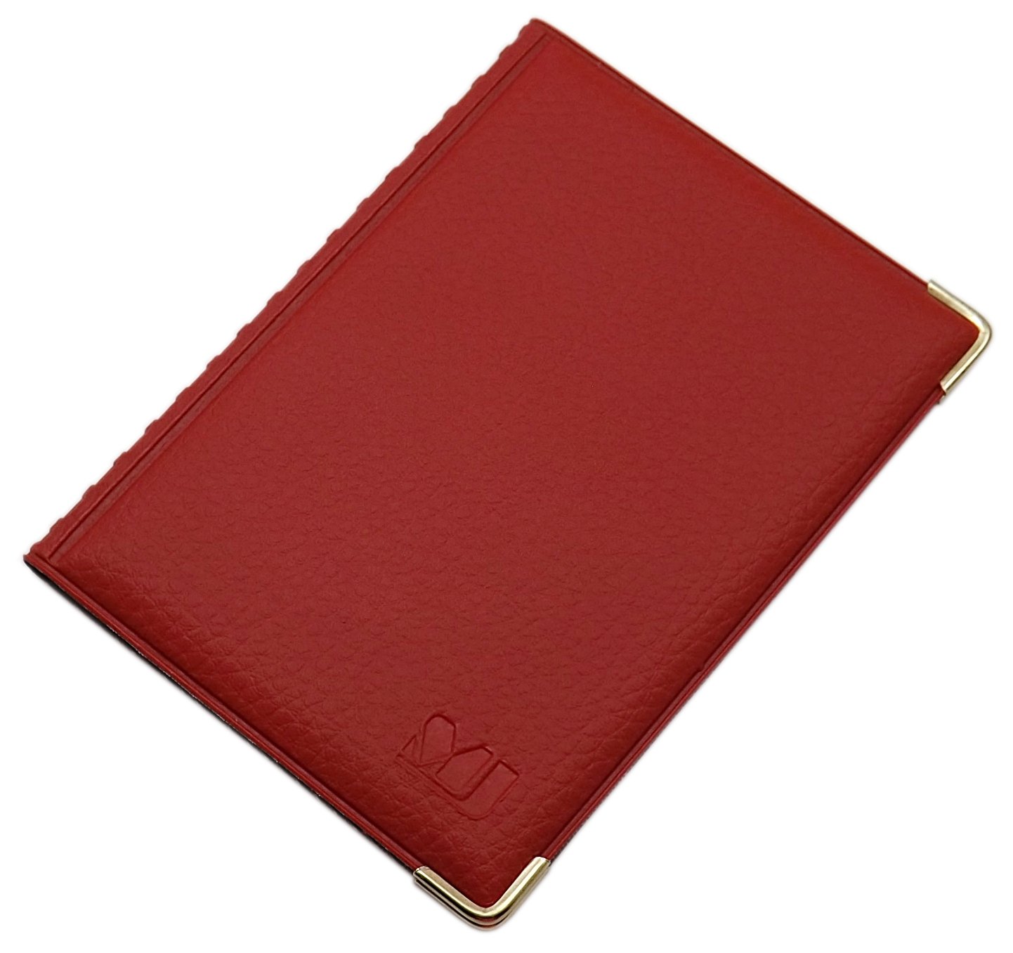 myledershop ID and Credit Card Holder with Metal Corners 10 Pockets (Design 3 / Red)