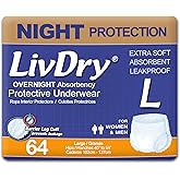 LivDry Overnight Protective Underwear Large size Count: 64