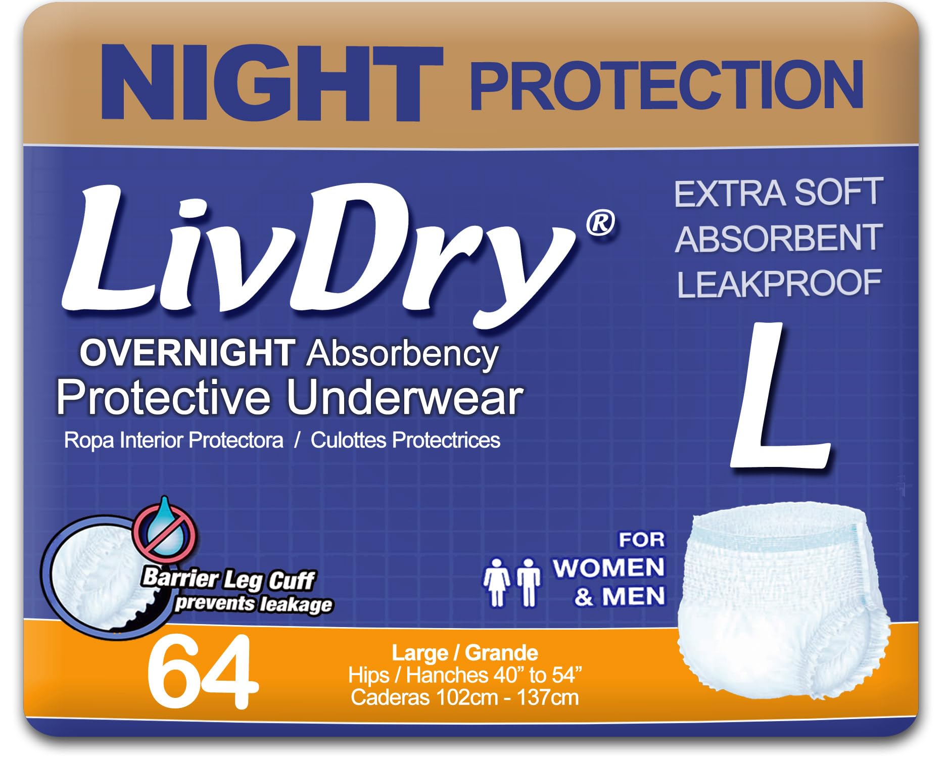 Photo 1 of LivDry Overnight Protective Underwear Large size Count: 64