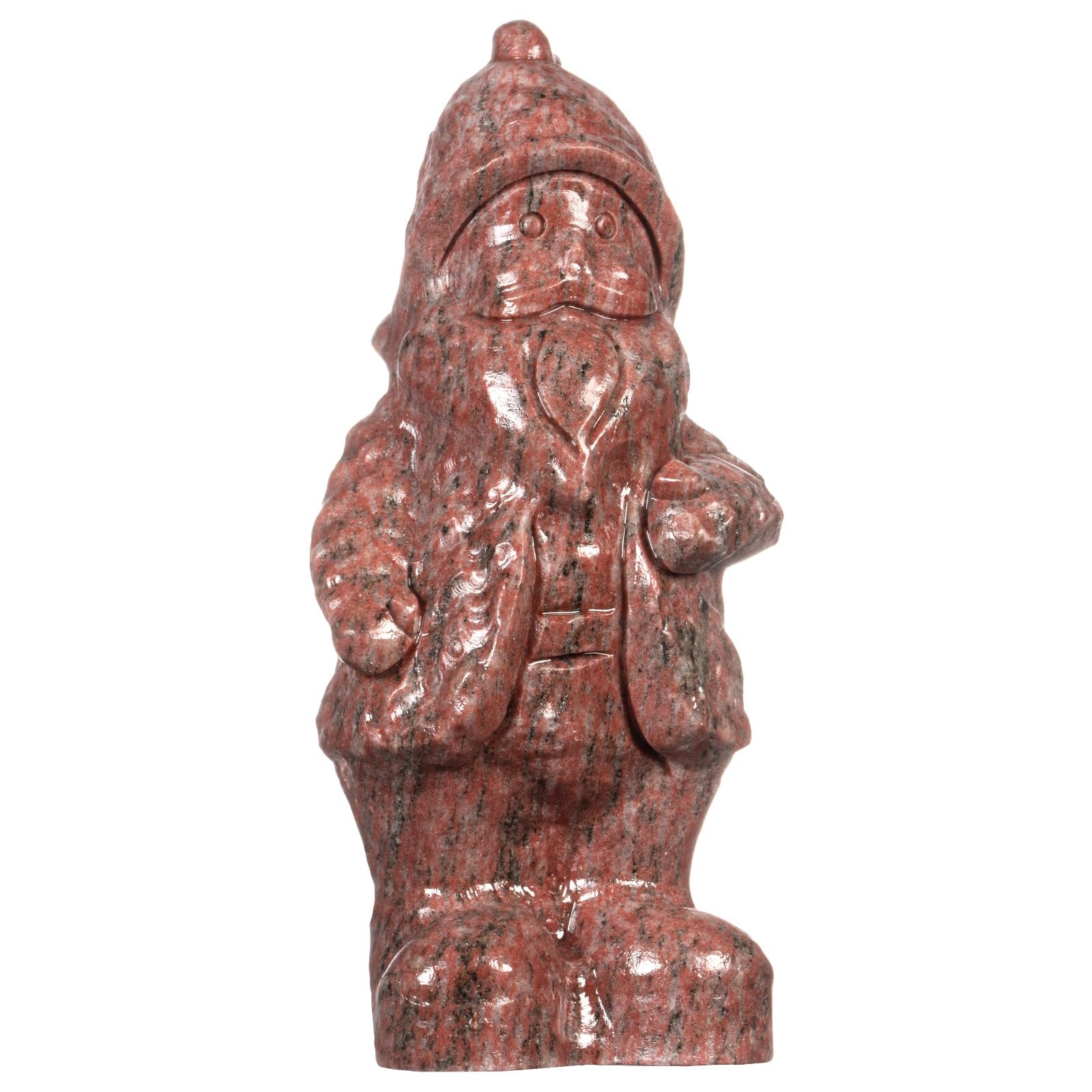 mookaitedecor Hand Carved Natural Sesame Red Stone Standing Father Christmas Figure Novelty Decoration for Home, Santa Claus Happy Old Man Stone Statue Figurine Gift Collectible Red Room Decor