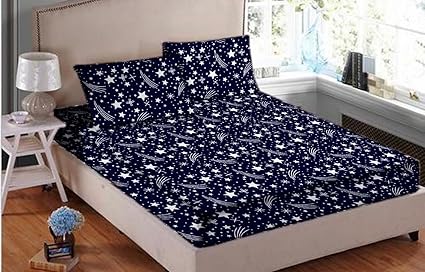 Urban Home Glace Cotton King Size Double Bedsheet (Multi_Set of 1 Bedsheet and 2 Pillow covers)