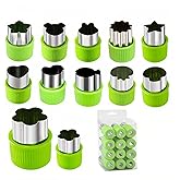 12-Piece teenager Cookie Cutters Set-Stainless Steel&BPA-Free Shapes for Baking (Bear,Rabbit,Star,Flower) DIY Cookies,Mini Pies,Fondant,Veggies|Dishwasher Safe,Gift for teenager & Parents (12, Green)