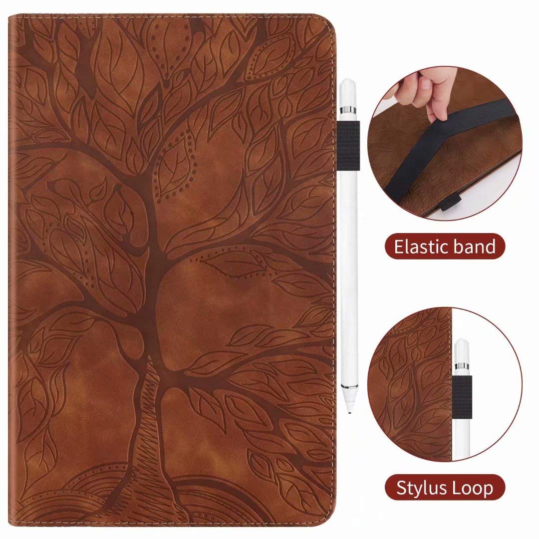 For HD 10 & 10 Plus(11th Generation, 2021) Case, PU Leather Case Stand Function Folip Flip Cover Wallet Card Slot Case with Pen Holder Protective Tablet Case brownbrown