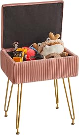 YMYNY Velvet Storage Ottoman Pink 40x29.5x48CM with Removable Cover view 1