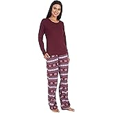 Cherokee Women's Pajama Pants Sets Long Sleeve Design Cotton Top PJs Sleepwear Loungewear