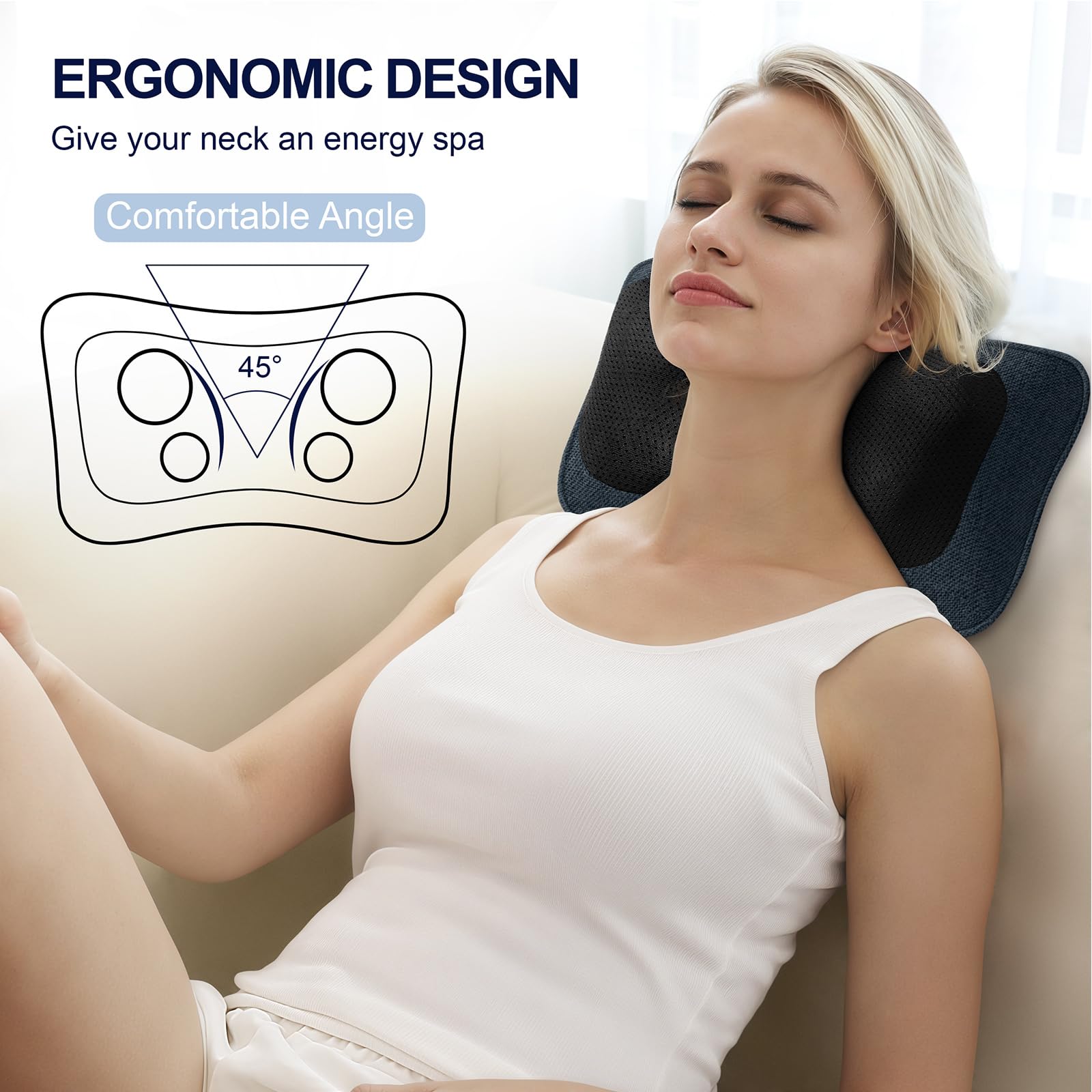 Mo Cuishle Electric Shiatsu Back Massager with Heat - Powerful 3D Kneading for Neck, Shoulder, Lower Back Pain Relief - Ergonomic Design for Home, Office, & Car - Gifts for Women, Men, Mom & Dad