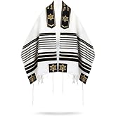 Ateret Judaica Premium Menorah Tallit Prayer Shawl, Hand-Tied Tzitzit in Israel by a Jewish Craftsman, Bag &amp; Kippah Included