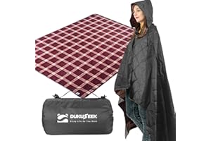 DUKUSEEK Hooded Outdoor Blanket,79" x 59" Waterproof Camping Blanket, Quilted, Thick Fleece, Warm, Windproof, Sand Proo for S