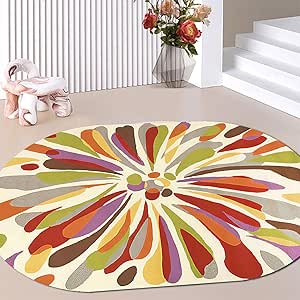 Oval Rugs Living Room 140 x 160 cm Area Rugs for Bedroom Short Pile ...