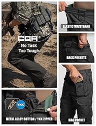 CQR Men's Tactical Pants, Water Resistant Ripstop