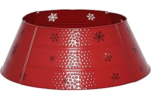 HOMCOM Metal Christmas Tree Collar, 26 Inch Christmas Tree Ring, Xmas Tree Skirt for Artificial Christmas Tree Decoration, Re