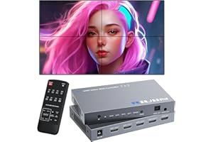 RIUIIN HDMI Video Wall Controller, TV Wall Controller, Up to 4K 60HZ TV Wall Processor, 180° Rotation, Audio, IR Remote, 2x2,1x2,1x3,1x4,2x1,3x1,4x1, Make 4 tv Screens into Wall Display